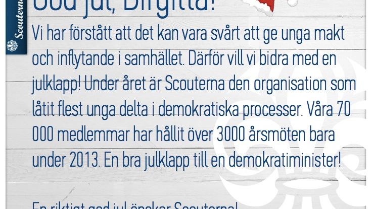 Sveriges regering får julklappar av Scouterna