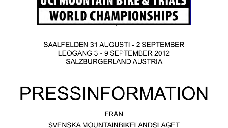 PRESSINFORMATION från Svenska Mountainbikelandslaget