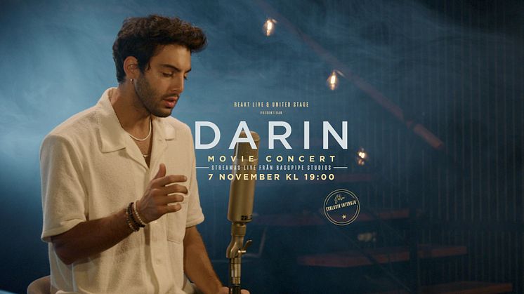 DARIN sänder filmisk livekonsert och exklusiv intervju från anrika Baggpipe Studios