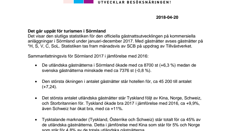 Det går uppåt för turismen i Sörmland 