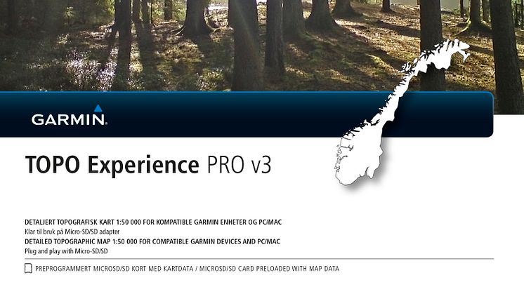 TOPO Experience PRO v3 - detaljert topografisk kart 1:50 000 for kompatible Garmin enheter og PC/Mac