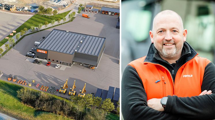 För Linus Hylén, regionchef på Renta i Skåne, innebär samlokaliseringen och det nya läget på Väla södra affärsnyttiga fördelar för deras maskinuthyrningsverksamhet.