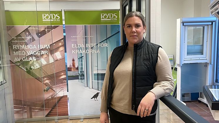 Michaela Grönroos, relativt ny verksamhetschef för Ryds Glas i Kalmar.