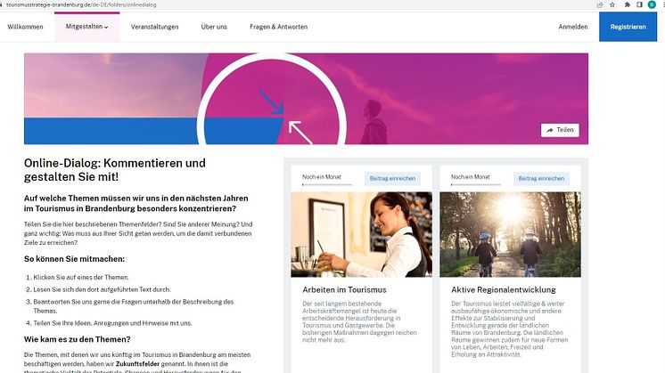 Tourismusstrategie Brandenburg: Der Online-Dialog wird gestartet