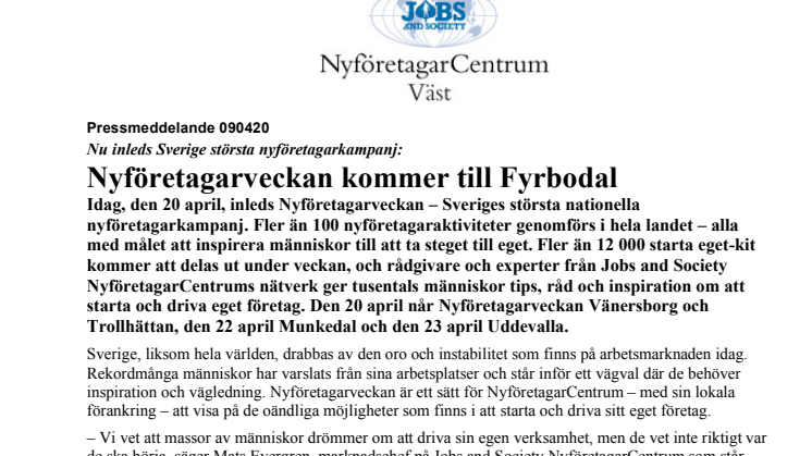 Nyföretagarveckan kommer till Fyrbodal