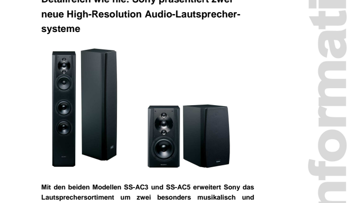 Pressemitteilung "Detailreich wie nie: Sony präsentiert zwei neue High-Resolution Audio-Lautsprechersysteme"