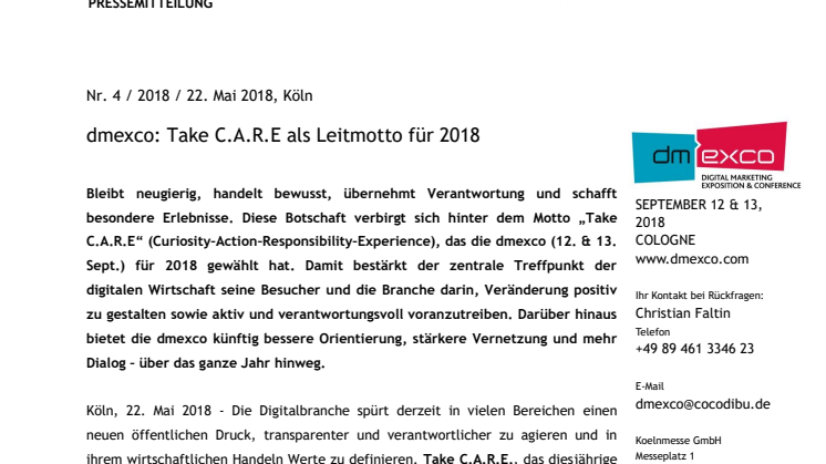 dmexco: Take C.A.R.E. is the motto for 2018