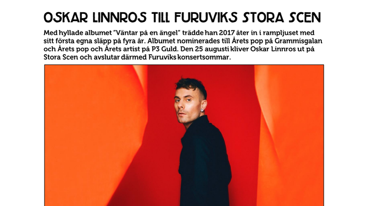 Oskar Linnros till Furuviks Stora Scen