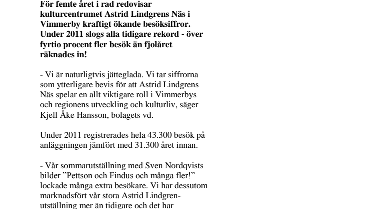 Rekordmånga besökte Astrid Lindgrens Näs