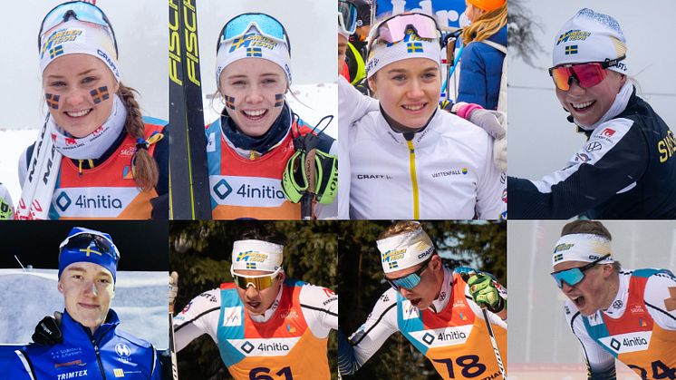 Övre raden f.v: Tilde Bångman, Märta Rosenberg, Lisa Ingesson, Moa Hansson. Nedre raden f.v: Emil Danielsson, George Ersson, Truls Gisselman, Edvin Anger