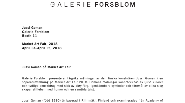 Galerie Forsblom på Market Art Fair i Stockholm