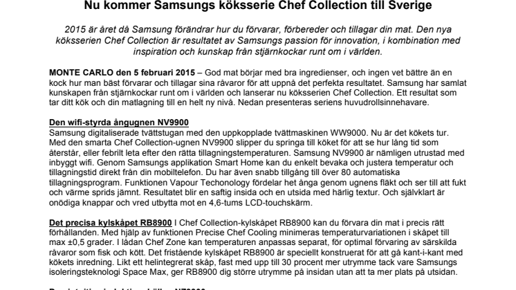 Nu kommer Samsungs köksserie Chef Collection till Sverige