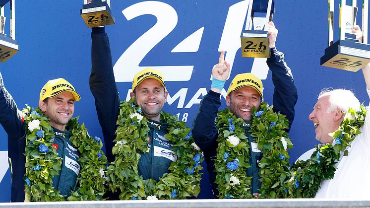 Aston Martin Racing on the Le Mans 24 Hours LM GTE Pro podium top step  