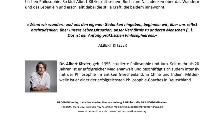 Presseinformation Albert Kitzler "Vom Glück des Wanderns"