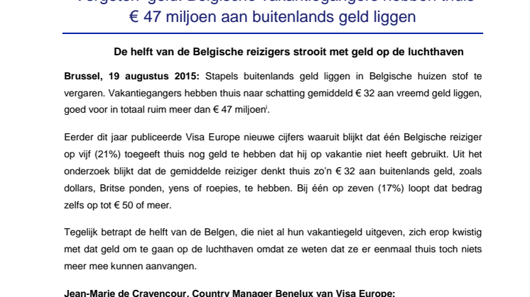 ‘Vergeten’ geld: Belgische vakantiegangers hebben thuis € 47 miljoen aan buitenlands geld liggen 