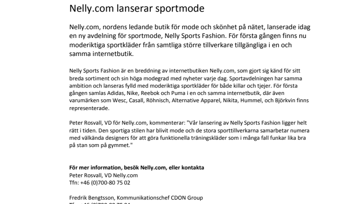 Nelly.com lanserar sportmode