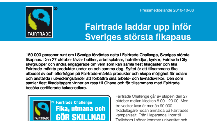 Fairtrade laddar upp inför Sveriges största fikapaus