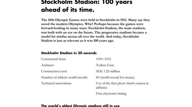 Olympic anniversary: Stockholm Stadion, 100 years ahead of its time