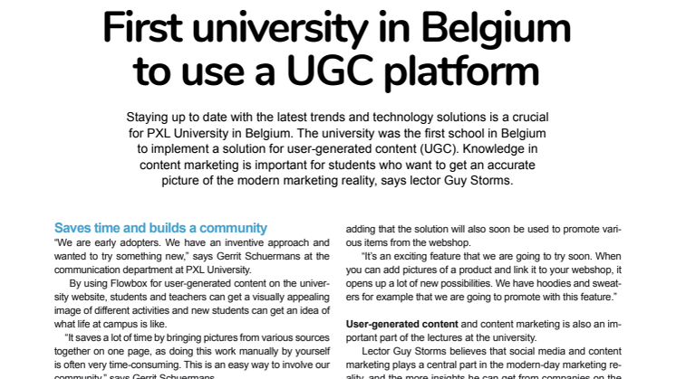 First university in Belgium to use a UGC platform