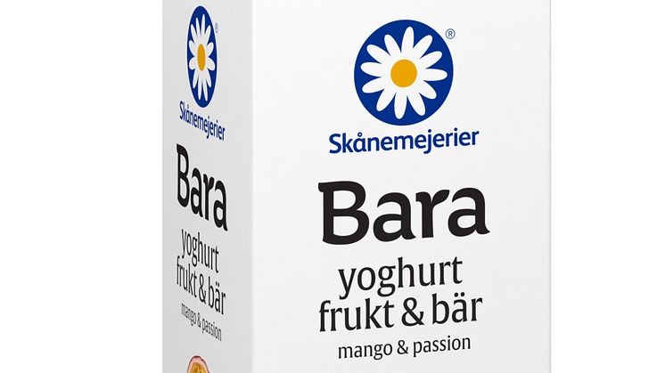 ”Skånemejerier Bara” - Sveriges enda yoghurt utan tillsatt socker eller tillsatser - kommer nu med ny smak av Mango & Passion