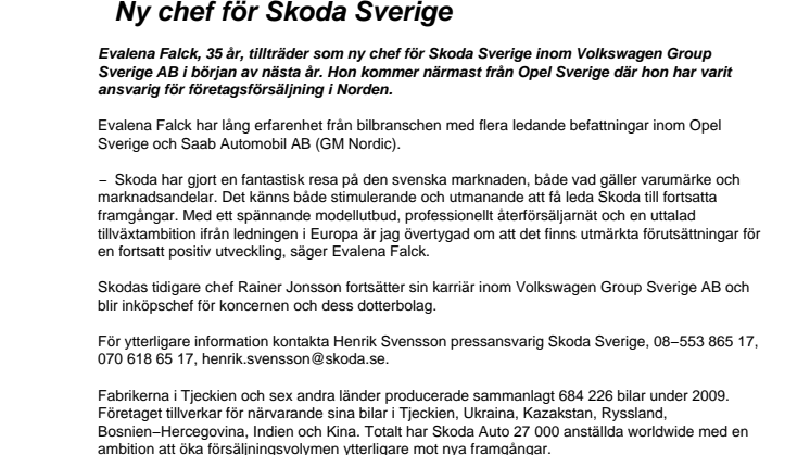 Ny chef för Skoda Sverige