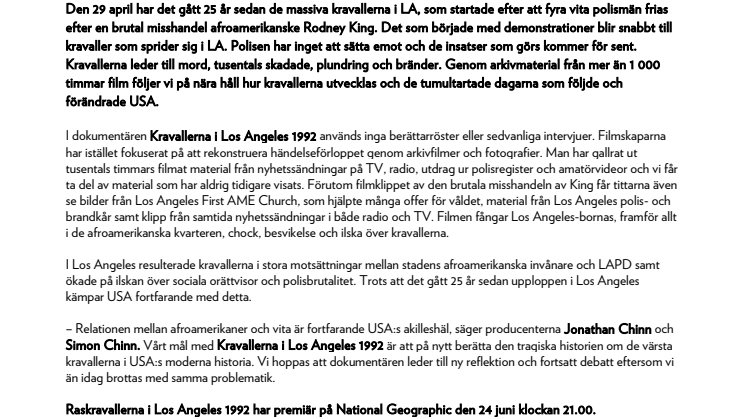 Dokumentär: Kravallerna i Los Angeles 1992