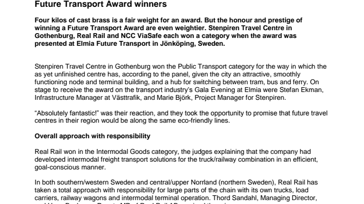 Future Transport Award winners