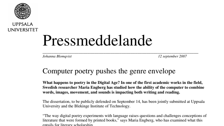 Computer poetry pushes the genre envelope