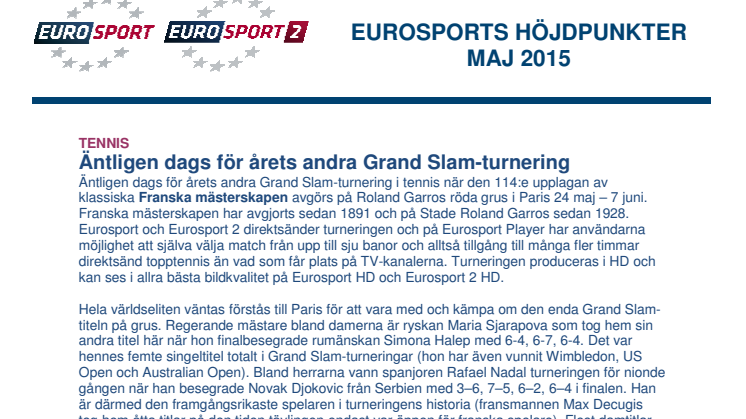 Eurosports höjdpunkter i maj - dokument