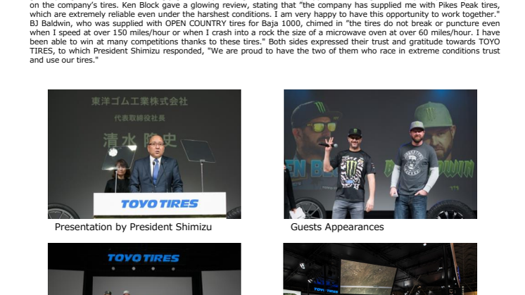 [Post–Event Report] TOYO TIRES/NITTO exhibited at TOKYO AUTO SALON 2018 Featuring an amazing demonstration run by global drift pro Ken Block as well as talk sessions with off-road racer BJ Baldwin, among many others