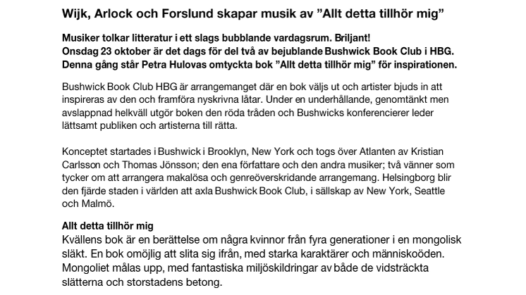 Bushwick Book Club på Dunkers kulturhus i Helsingborg - Del 2