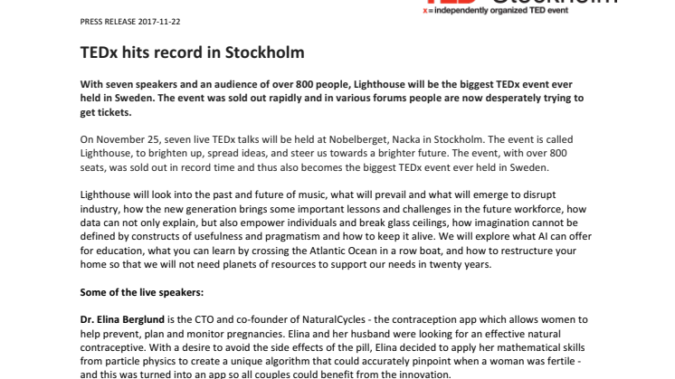 TEDx hits record in Stockholm
