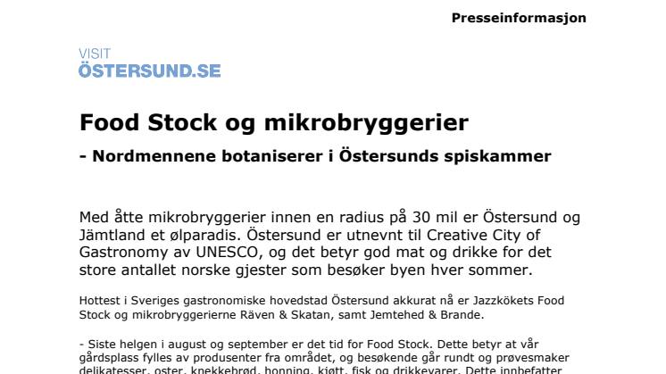 Food Stock og mikrobryggerier - Nordmennene botaniserer i Östersunds spiskammer
