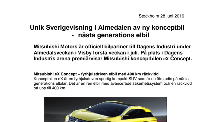 Unik Sverigevisning i Almedalen av ny konceptbil - nästa generations elbil