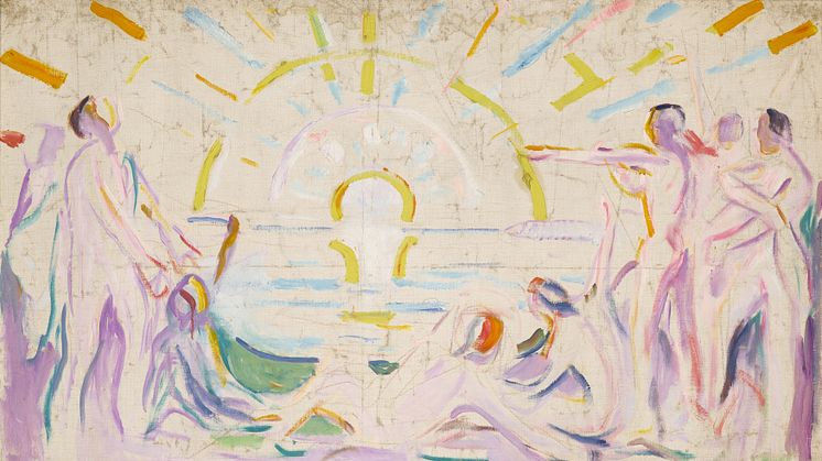 Edvard Munch: Sol og oppvåknende nakne menn / The Sun and Awakening Nude Men (1910-1911)
