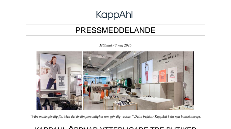 KappAhl öppnar ytterligare tre butiker med nya butikskonceptet