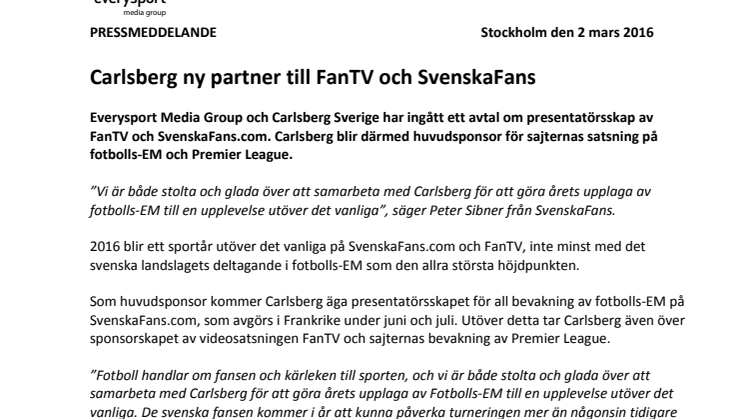 ​Carlsberg ny partner till FanTV och SvenskaFans