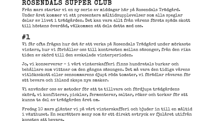 Rosendals Supper Club - att följa livet i trädgården på tallriken !