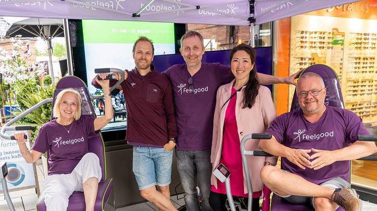 Karen-Marie Ellefesen (Feelgood-ambassadør), Christian Bache (markedssjef i Feelgood), Knut-Ole Kopland (daglig leder i Feelgood), Mee Eline Eriksson (bransjedirektør i Virke) og Truls Nebel (Feelgood-gründer)