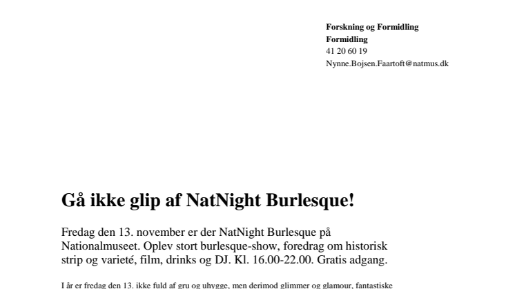 Gå ikke glip af NatNight Burlesque! 