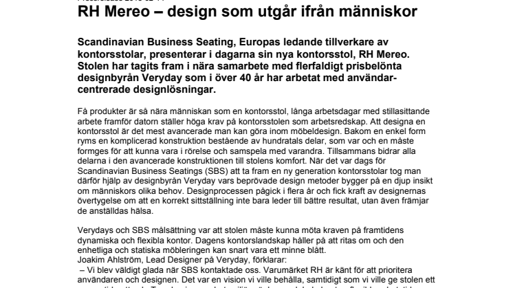 RH Mereo – design som utgår ifrån människor 
