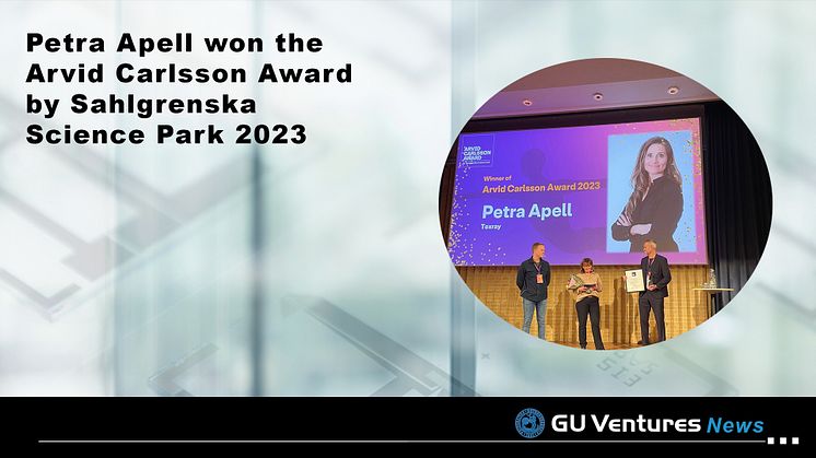 Petra Apell won the Arvid Carlsson Award by Sahlgrenska Science Park 2023