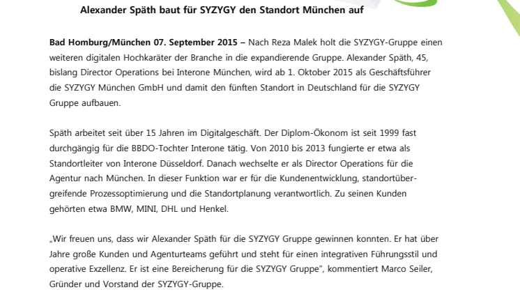 Alexander Späth baut für SYZYGY den Standort München auf