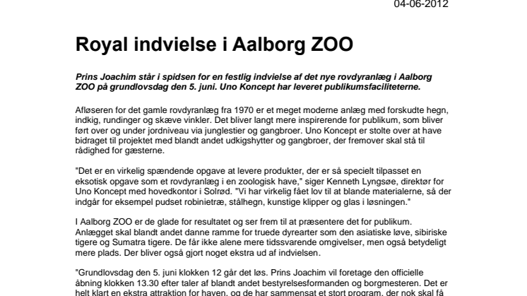 Royal indvielse i Aalborg ZOO