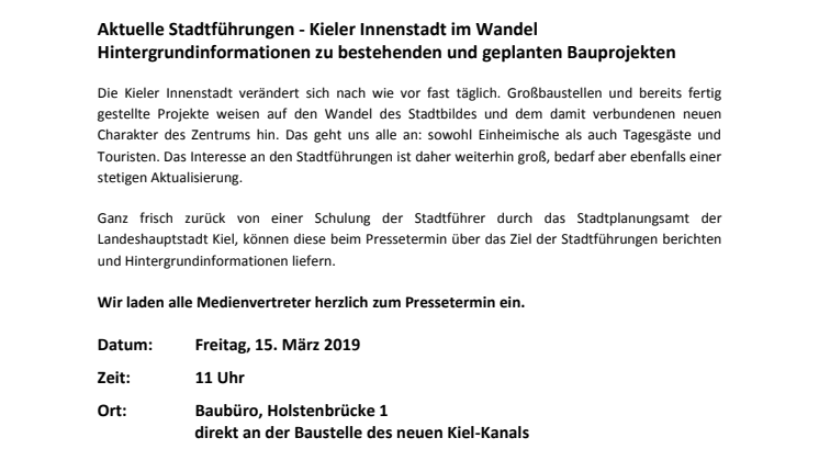 Einladung zum Pressetermin Innenstadt im Wandel