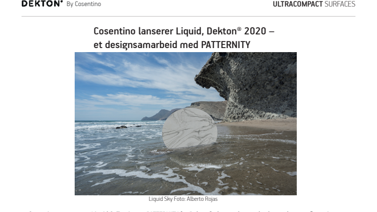 Cosentino lanserer Liquid, Dekton® 2020 – et designsamarbeid med PATTERNITY