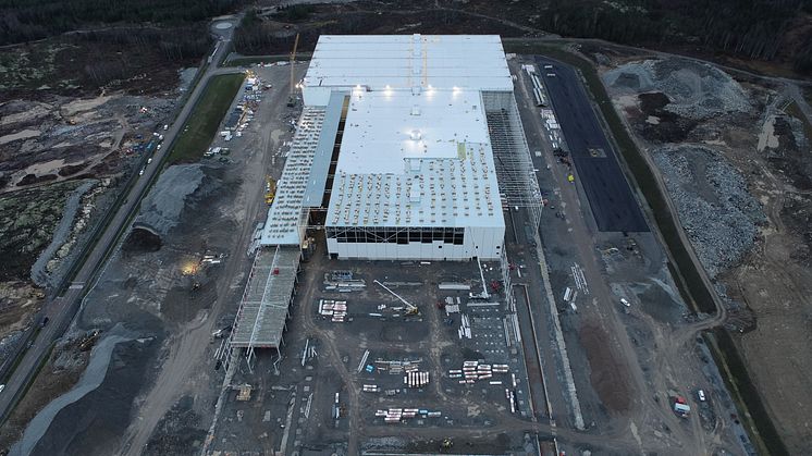 Axfoodkoncernens nya lager kommer att bli 125000 kvadratmeter stort. Bild: Kanonaden Entreprenad