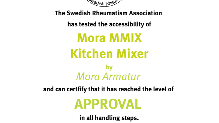 Mora MMIX - Ruotsin Reumaliitonhyväksymä