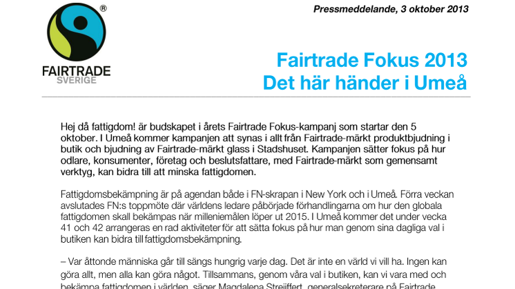Fairtrade Fokus 2013 - Det här händer i Umeå