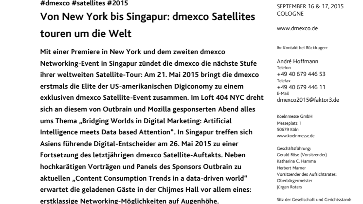 Von New York bis Singapur: dmexco Satellites touren um die Welt